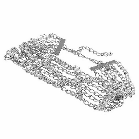 Sexy Word Rhinestone Chain Choker silver statement - Picture 5 of 5